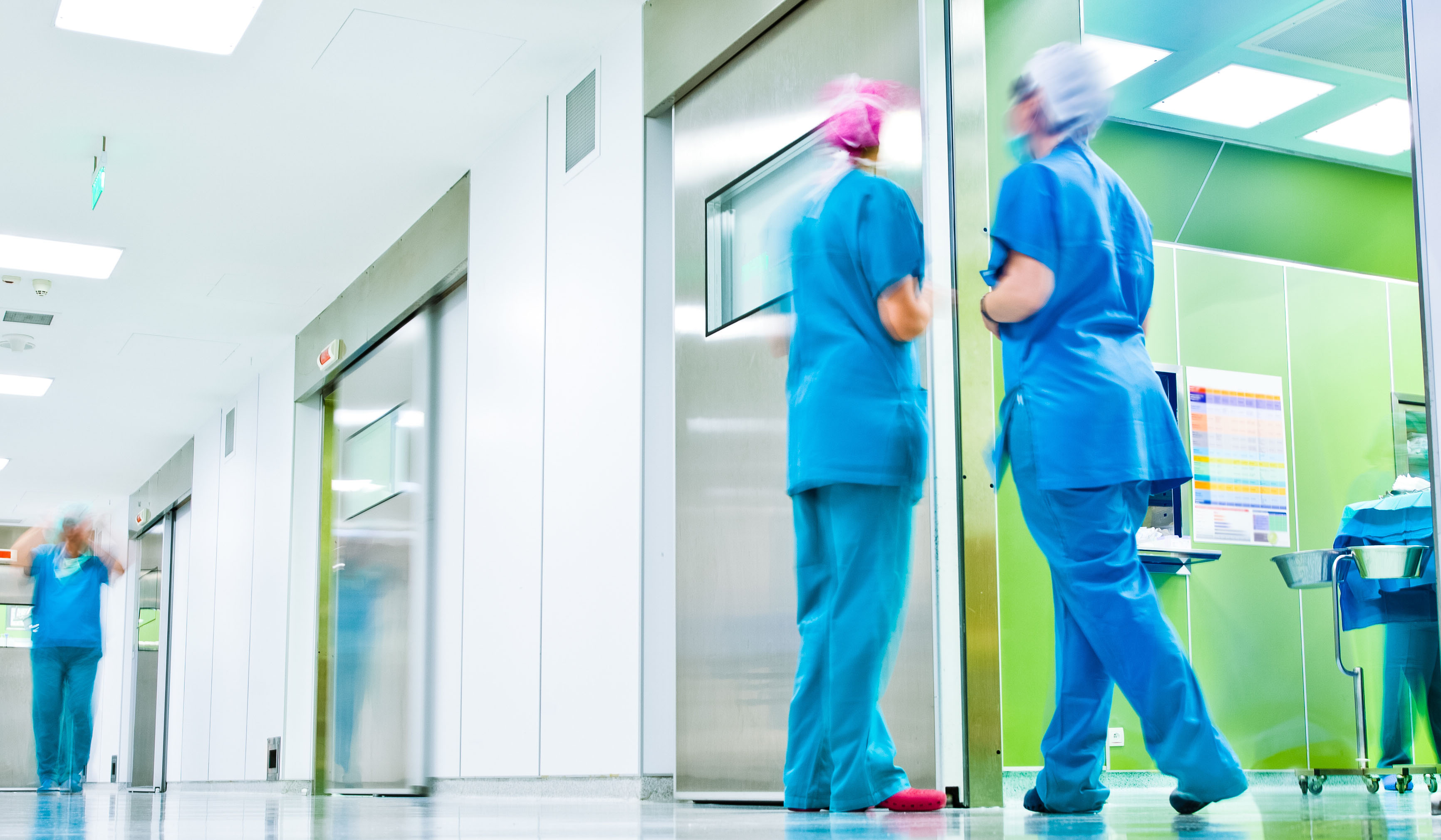 Blurred doctors surgery corridor